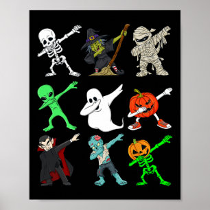 Halloween Dabbing Skeleton heks and Monsters Boys Poster