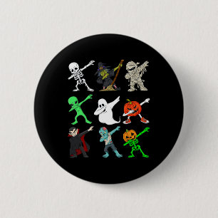 Halloween Dabbing Skeleton heks and Monsters Boys Ronde Button 5,7 Cm