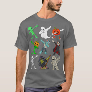 Halloween Dabbing Skeleton heks and Monsters Funn T-shirt