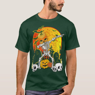 Halloween Dabbing Skeleton Jack O' Lantern Boys Ki T-shirt