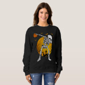Halloween Dabbing Skeleton Pumpkin Spooky Illustra Trui (Voorkant volledig)