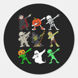 Halloween dabbing vampier heks en monsters jongens ronde sticker