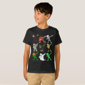 Halloween dabbing vampier heks en monsters jongens t-shirt (Voorkant volledig)
