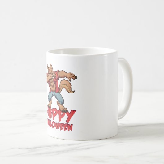 Halloween Dabbing Werwolf Halloween kostuum Koffiemok (Voorkant rechts)