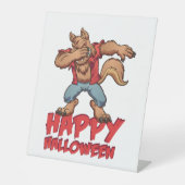Halloween Dabbing Werwolf Halloween kostuum Reclamebord Met Voetstuk (Voorkant)