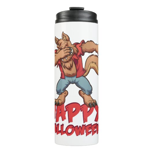 Halloween Dabbing Werwolf Halloween kostuum Thermosbeker (Voorkant)