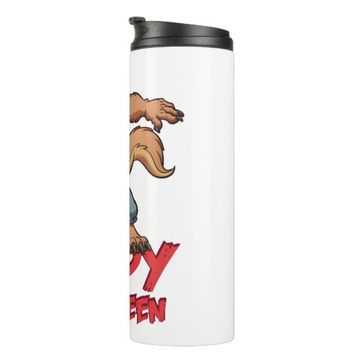 Halloween Dabbing Werwolf Halloween kostuum Thermosbeker (Geroteerd rechts)