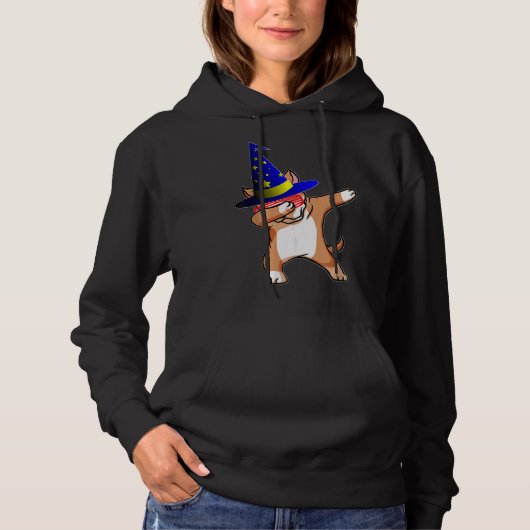 Halloween Dabbing Wizard Pitbull Puppy Hond Witch  Hoodie (Voorkant)