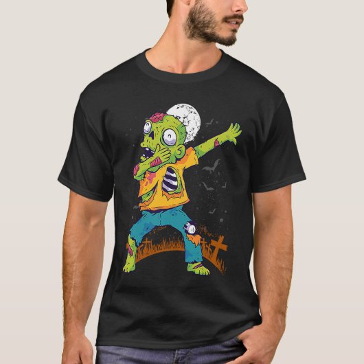 Halloween Dabbing Zombie Dab In Graveyard  Fun Und T-shirt (Voorkant)