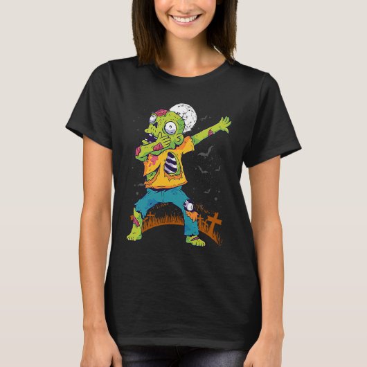 Halloween Dabbing Zombie Dab In Graveyard  Fun Und T-shirt (Voorkant)