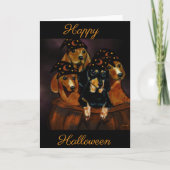 Halloween Dachshonden Kaart (Voorkant)