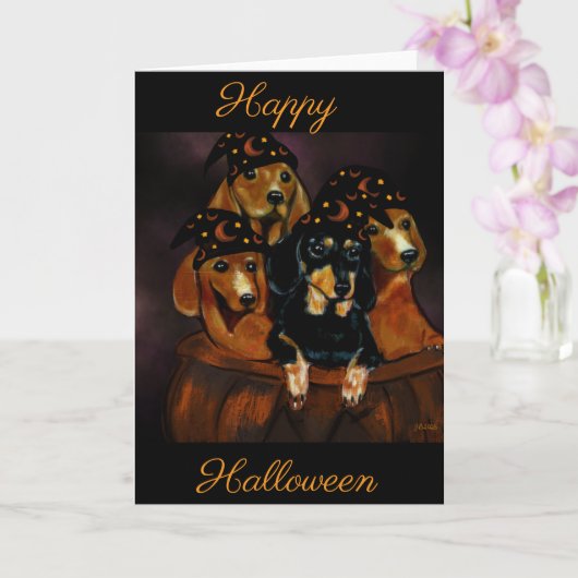 Halloween Dachshonden Kaart (Orchidee)