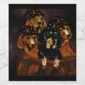 Halloween Dachshonden Wijn Etiket (Enkel label)
