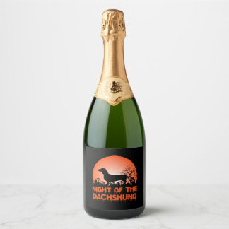 Halloween Dachshund Costume Gift Halloween Moon Sparkling Wijnetiket