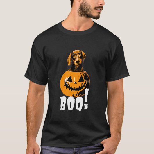 Halloween Dachshund Dog Halloween Pumpkin Boo T-shirt (Voorkant)