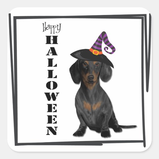 Halloween Dachshund Dog Vierkante Sticker (Voorkant)
