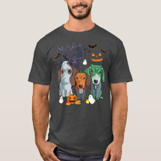 Halloween Dachshund Dog Witch Scary Halloween Cost T-shirt