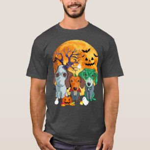 Halloween Dachshund Dog Zombie Jack O Lantern Pump T-shirt