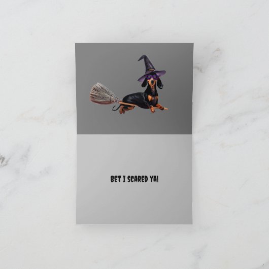 Halloween Dachshund Heks Kaart (Binnen)