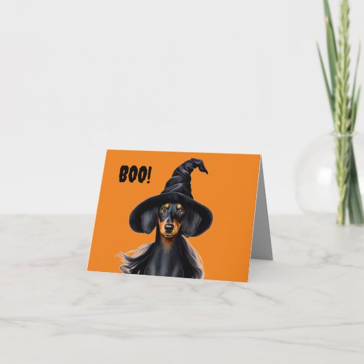 Halloween Dachshund Heks Kaart (Voorkant)