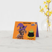 Halloween Dachshund Puppy Kaart (Gele Bloem)