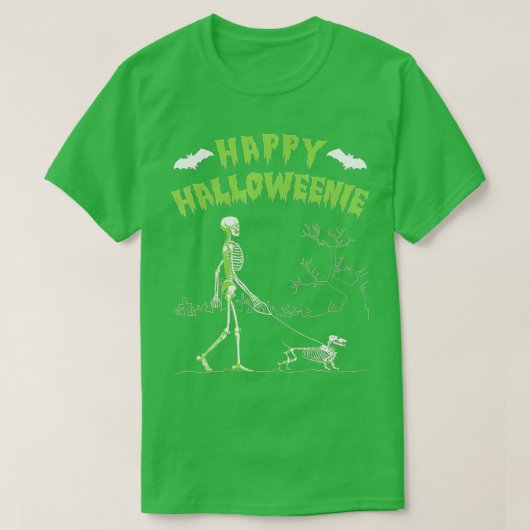 Halloween Dachshund Shirt - Happy Haloweenie (Design voorkant)
