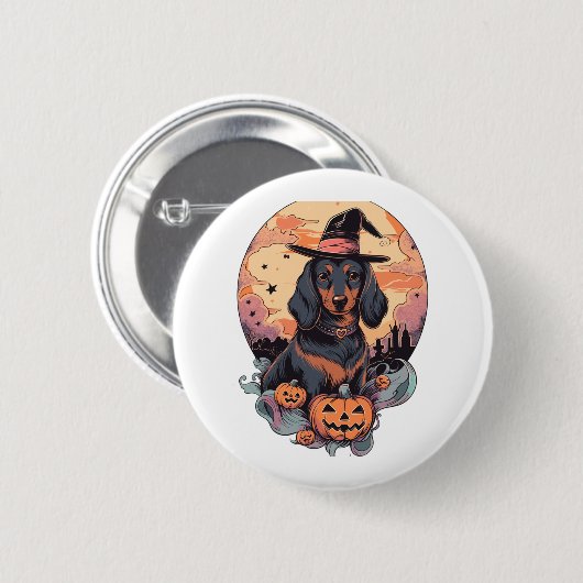 Halloween Dachshund Sticker Ronde Button 5,7 Cm (Voorkant /achterkant)