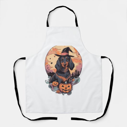 Halloween Dachshund Sticker Schort (Voorkant)