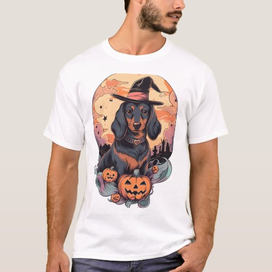 Halloween Dachshund Sticker T-shirt (Voorkant)