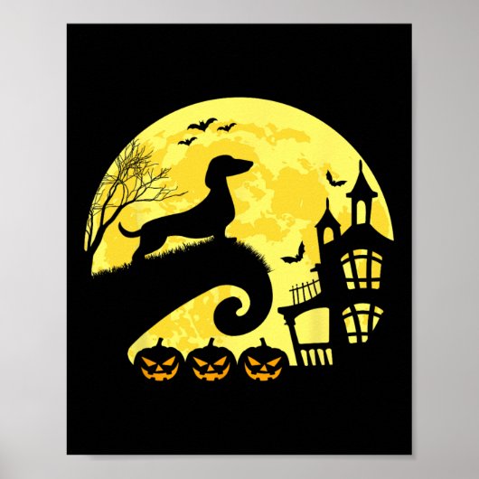 Halloween Dachshund Weenie Wiener Moonshine Sausag Poster (Voorkant)