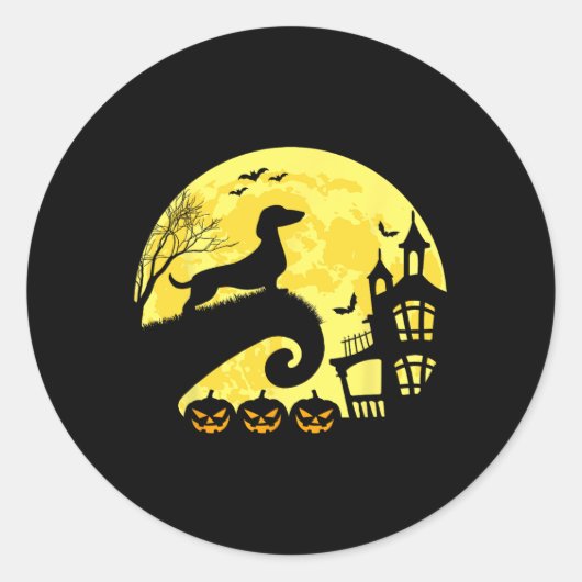 Halloween Dachshund Weenie Wiener Moonshine Sausag Ronde Sticker (Voorkant)