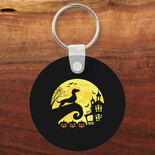 Halloween Dachshund Weenie Wiener Moonshine Sausag Sleutelhanger (Voorkant)