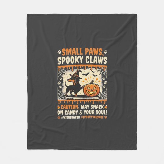 Halloween Dackel Griezelige Waarschuwing Fleece Deken (Voorkant)