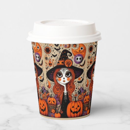 Halloween dag van de dode heks papieren bekers (Links)