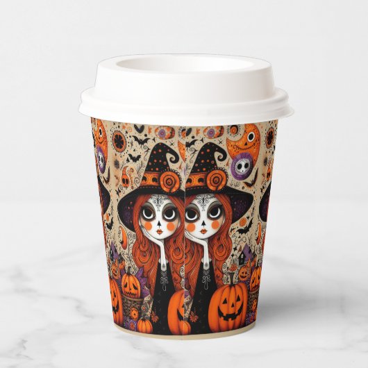 Halloween dag van de dode heks papieren bekers (Rechts)