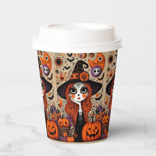 Halloween dag van de dode heks papieren bekers (Voorkant)