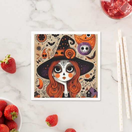 Halloween dag van de dode heks servet (Insitu)