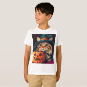 Halloween dag Witch Cat Pumpkin Halloween geschenk T-shirt (Voorkant volledig)