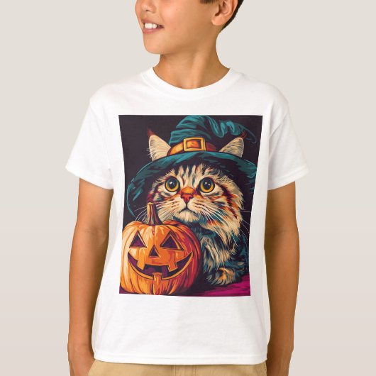 Halloween dag Witch Cat Pumpkin Halloween geschenk T-shirt (Voorkant)