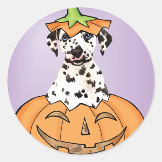 Halloween Dalmatian Ronde Sticker (Voorkant)