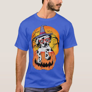 Halloween Dalmatian Witch Pumpkin Dog Lover Gift W T-shirt