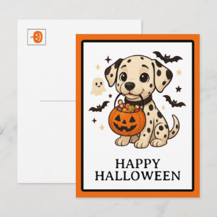 Halloween Dalmatiër Hond Trick or Treat Feest Feestdagenkaart