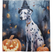 Halloween Dalmatiër Met Pompoenen Eng Douchegordijn (Voorkant)