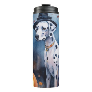 Halloween Dalmatiër Met Pompoenen Eng Thermosbeker