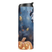 Halloween Dalmatiër Met Pompoenen Eng Thermosbeker (Gedraaid links)