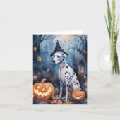 Halloween Dalmatiër Met Pompoenen Griezelen Kaart (Voorkant)