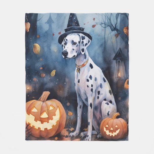 Halloween Dalmation met pompoenen eng Fleece Deken (Voorkant)