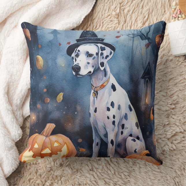 Halloween Dalmation met pompoenen eng Kussen (Deken)