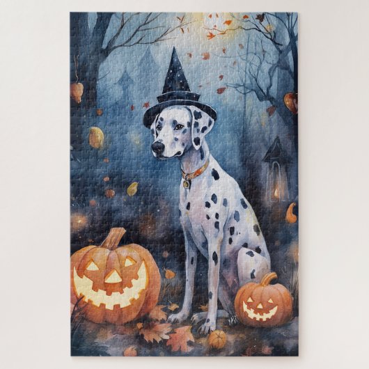 Halloween Dalmation met pompoenen eng Legpuzzel (Verticaal)