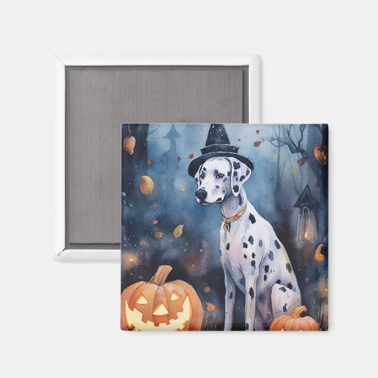 Halloween Dalmation met pompoenen eng Magneet (Voorkant / Achterkant)